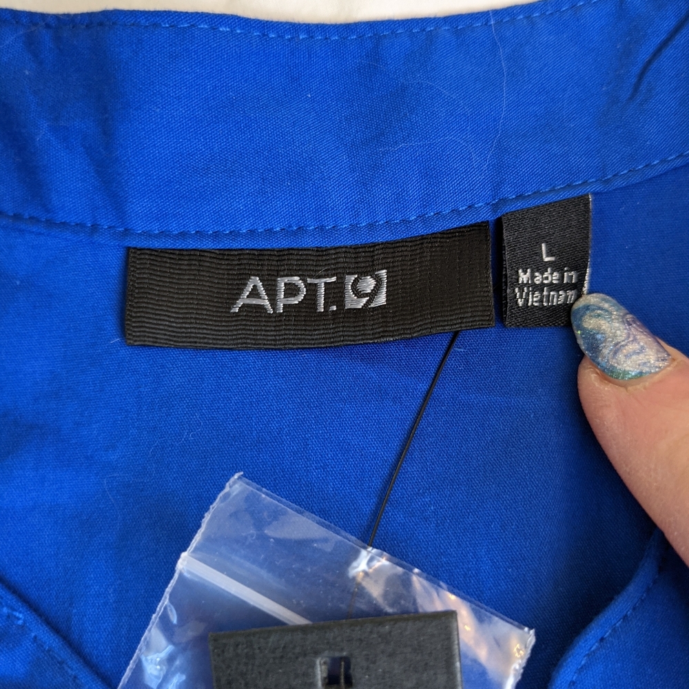 ☀️Apt 9 NWT pleated top Large blue - Picture 3 of 14
